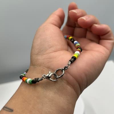 Vintage Colorful Mixed Seed Bead Bracelet Multicolor Glass Beads Lobster Clasp - Thumbnail 6