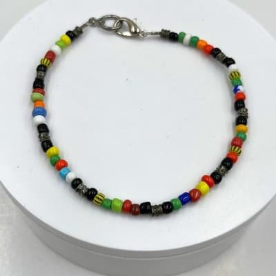 Vintage Colorful Mixed Seed Bead Bracelet Multicolor Glass Beads Lobster Clasp - Image 1