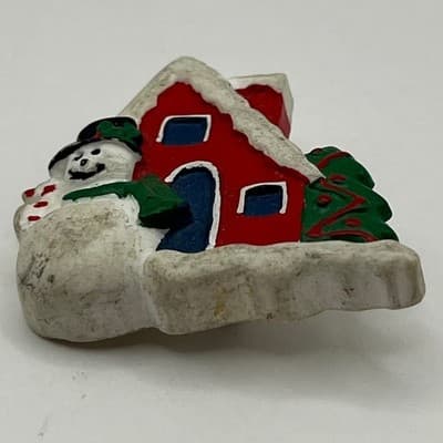 VTG Christmas Pin Lot Santa with Toy Sack & Snowman at Cottage Holiday Brooch - Thumbnail 7