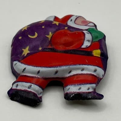 VTG Christmas Pin Lot Santa with Toy Sack & Snowman at Cottage Holiday Brooch - Thumbnail 3