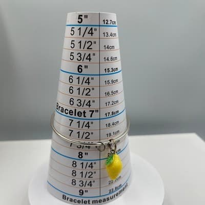 Vintage Lemon Fruit Charm Bangle Bracelet Silver Tone Stackable Jewelry Gift - Thumbnail 7