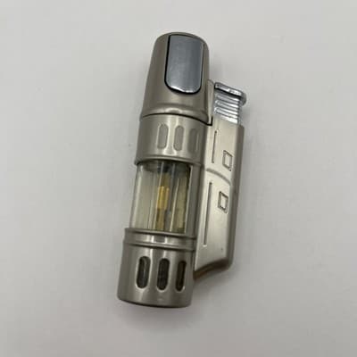 Vintage Industrial Style Butane Torch Lighter Refillable Windproof Silver Tone - Thumbnail 2