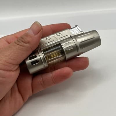 Vintage Industrial Style Butane Torch Lighter Refillable Windproof Silver Tone - Thumbnail 7