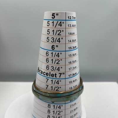 Vintage Set of 2 Inlay Bangle Bracelets Green Blue Shell Look Slim Stackable - Thumbnail 7