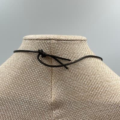 Vintage Black Cord Necklace Iridescent Abalone Shell Pendant Minimalist Natural - Thumbnail 7