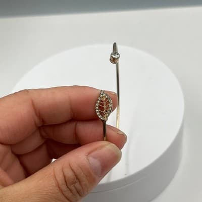 Vintage Gold Tone Open Cuff Bangle Bracelet Rhinestone Pave Leaf & Round Crystal - Thumbnail 3