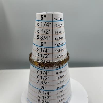 Vintage Two Tone Mixed Metal Bangle Bracelet Embossed Coin Design Boho Jewelry - Thumbnail 6