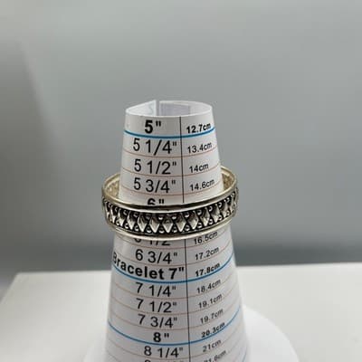 Vintage Silver Tone Tribal Diamond Pattern Cuff Bangle Bracelet Jewelry Gift - Thumbnail 7