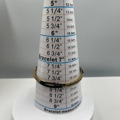 Vintage Set of 2 Gold Tone Bangle Bracelets Black Seed Bead & Gold Ball Detail - Thumbnail 8