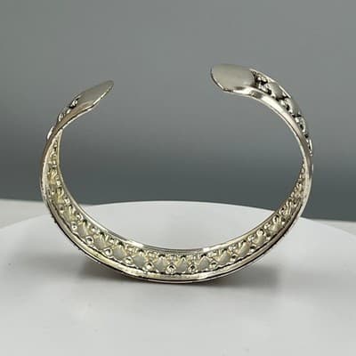 Vintage Silver Tone Tribal Diamond Pattern Cuff Bangle Bracelet Jewelry Gift - Thumbnail 6