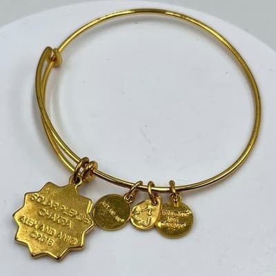 VTG Alex and Ani Solar Plexus Chakra Gold Tone Expandable Charm Bangle Bracelet - Image 1