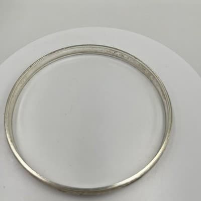 Vintage Silver Tone Bangle Bracelet Etched Floral Pattern Boho Stackable Gift - Thumbnail 2