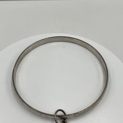 Vintage Silver Tone Bangle Bracelet Clear Faceted Crystal Dangle Charm Boho Gift - Thumbnail 2