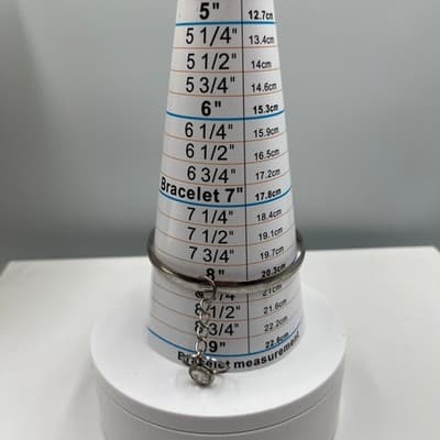 Vintage Silver Tone Bangle Bracelet Clear Faceted Crystal Dangle Charm Boho Gift - Thumbnail 8