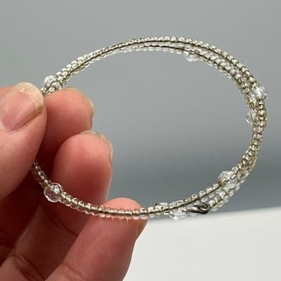 Vintage Silver Tone Hinged Cuff Bracelet Multi Strand Mesh Bypass Statement 7" - Thumbnail 5