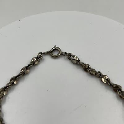 Vintage Style Twisted Link Chain Bracelet Silver Tone Lobster Clasp Minimalist - Thumbnail 2