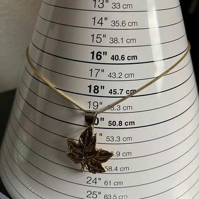 Vintage Gold Tone Maple Leaf Pendant Necklace Adjustable Chain Nature Jewelry - Thumbnail 9