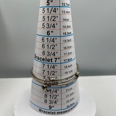 VTG Silver Tone Bangle Bracelet Set Heart Charm Minimalist Stackable Classic - Thumbnail 7