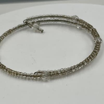 Vintage Silver Tone Hinged Cuff Bracelet Multi Strand Mesh Bypass Statement 7" - Thumbnail 4