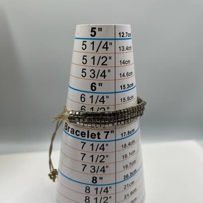 Vintage Shelly & Co Cord Bracelet Silver Tone Square Beads & Crystal Accent Rows - Thumbnail 7