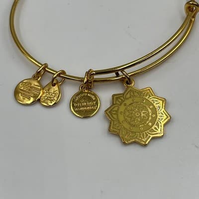 VTG Alex and Ani Solar Plexus Chakra Gold Tone Expandable Charm Bangle Bracelet - Thumbnail 4