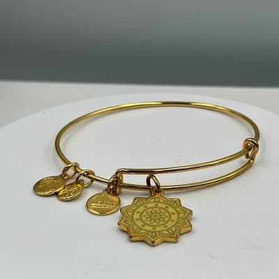 VTG Alex and Ani Solar Plexus Chakra Gold Tone Expandable Charm Bangle Bracelet - Thumbnail 5