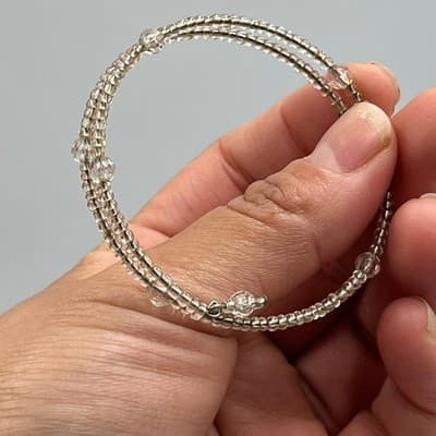 Vintage Silver Tone Hinged Cuff Bracelet Multi Strand Mesh Bypass Statement 7" - Thumbnail 6