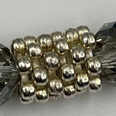 Vintage Iridescent Crystal Beaded Bracelet Silver Tone 7 Inch Aurora Borealis AB - Thumbnail 2