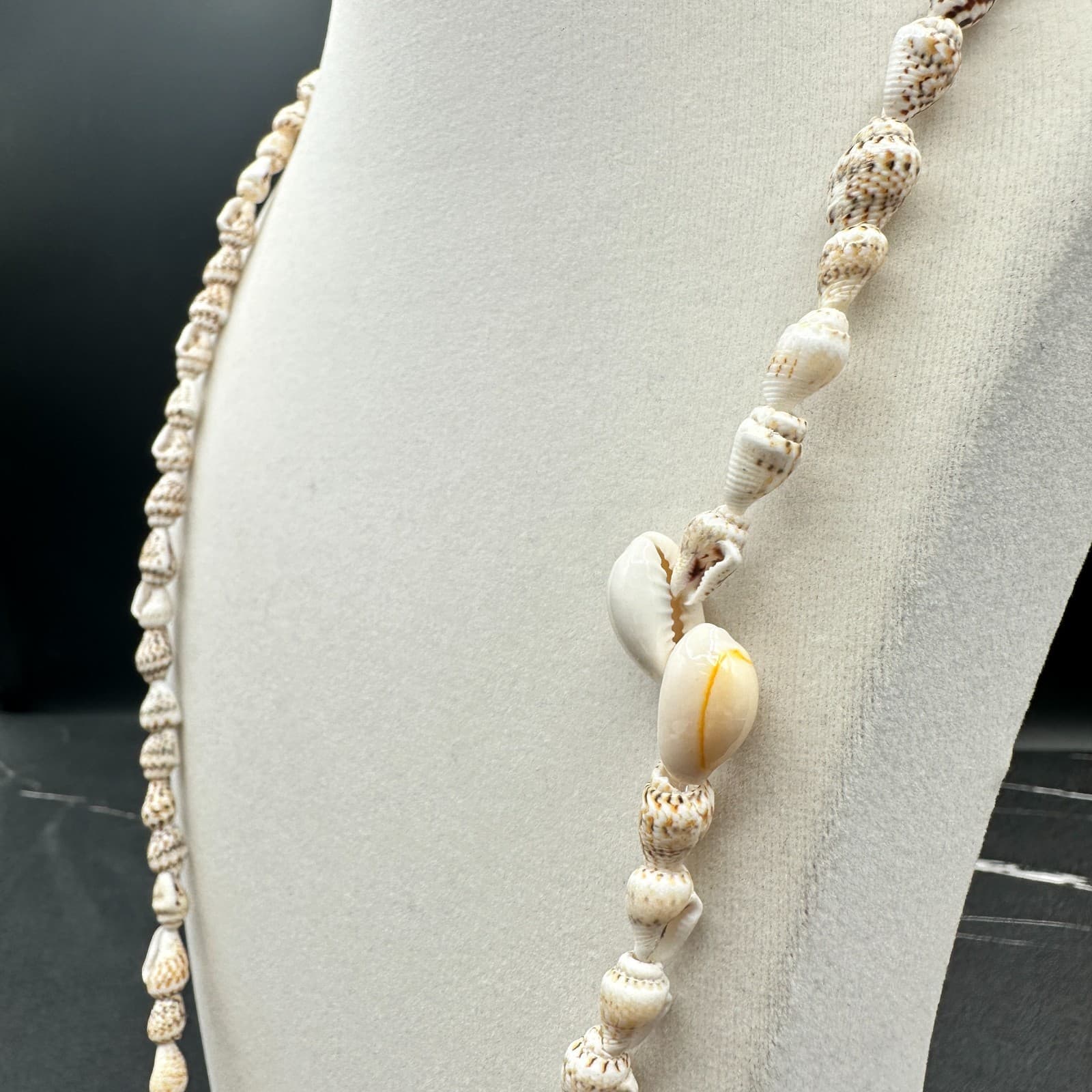 VTG Natural Cone Shell Necklace Short Choker White Beach Coastal Boho Jewelry - Thumbnail 7