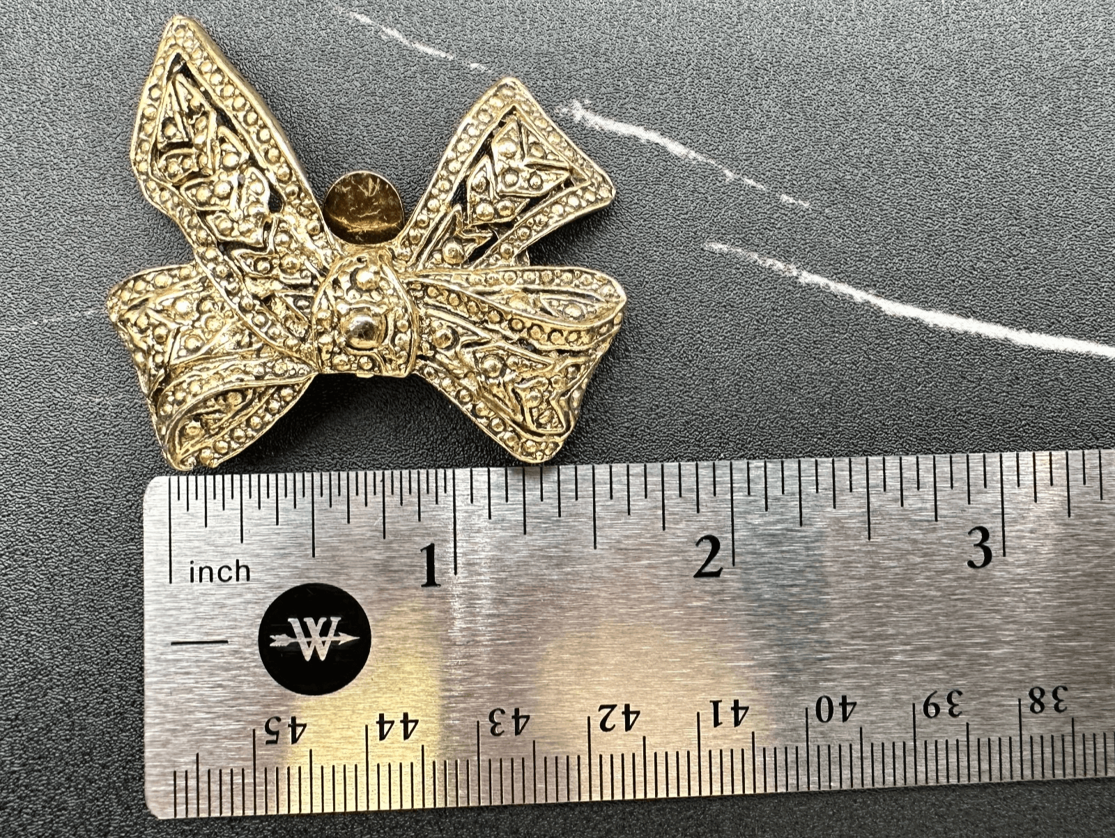 VTG Gold Tone Bow Clip On Earrings Textured Filigree Knot Statement Glam - Thumbnail 2