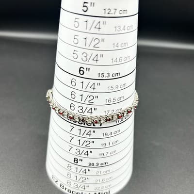 Vintage Ruby & Clear White Rhinestone Silver Bracelet Jewelry 7" Y2K 90s 2000s - Thumbnail 6