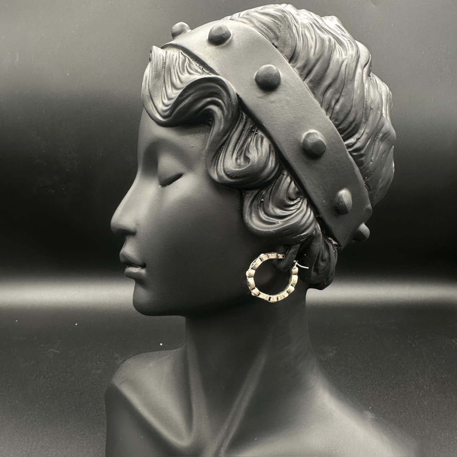 Vintage Gold Plated White Rhinestone Wrap Hoop Earrings Women's Fashion Y2K 90s - Thumbnail 2