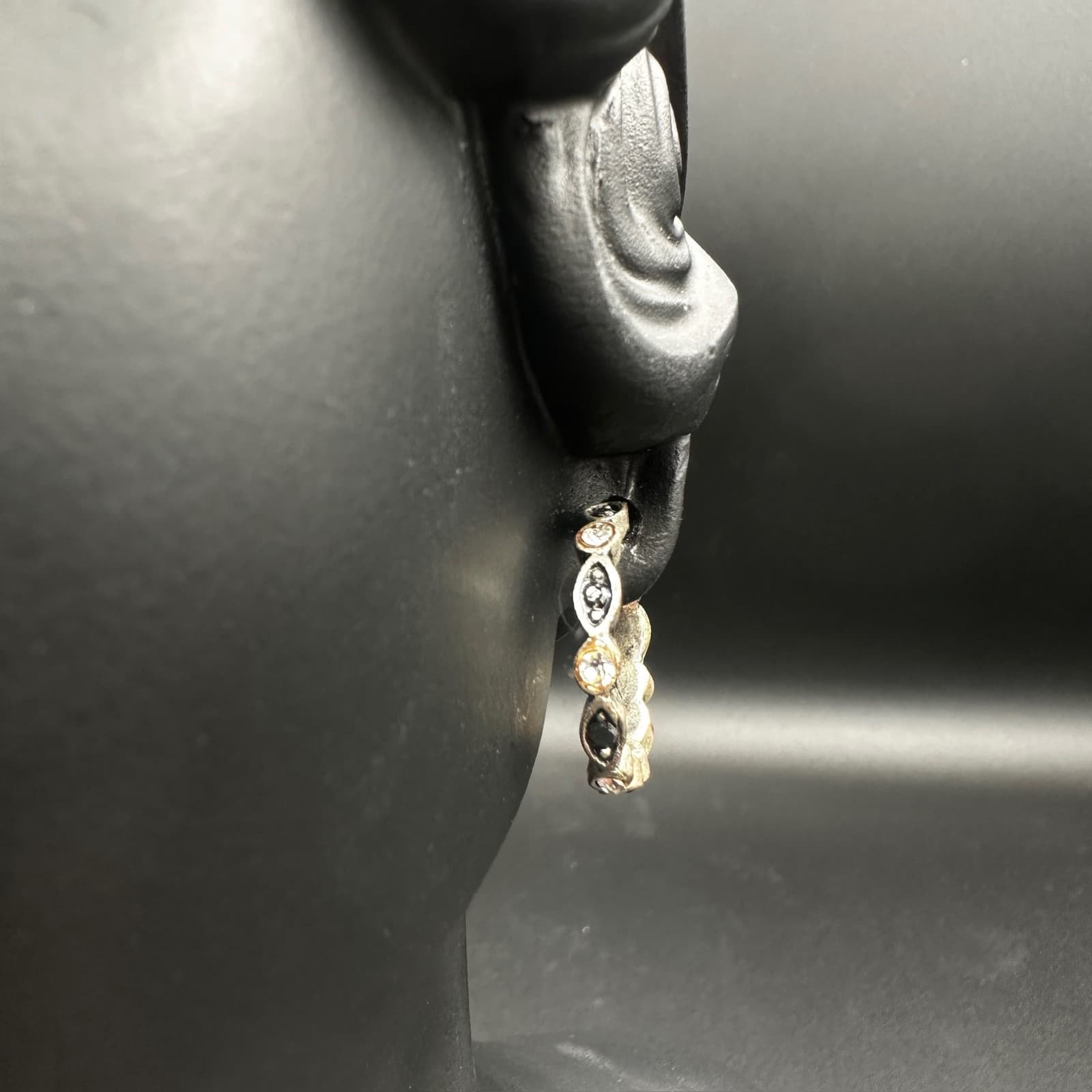 Vintage Gold Plated White Rhinestone Wrap Hoop Earrings Women's Fashion Y2K 90s - Thumbnail 4