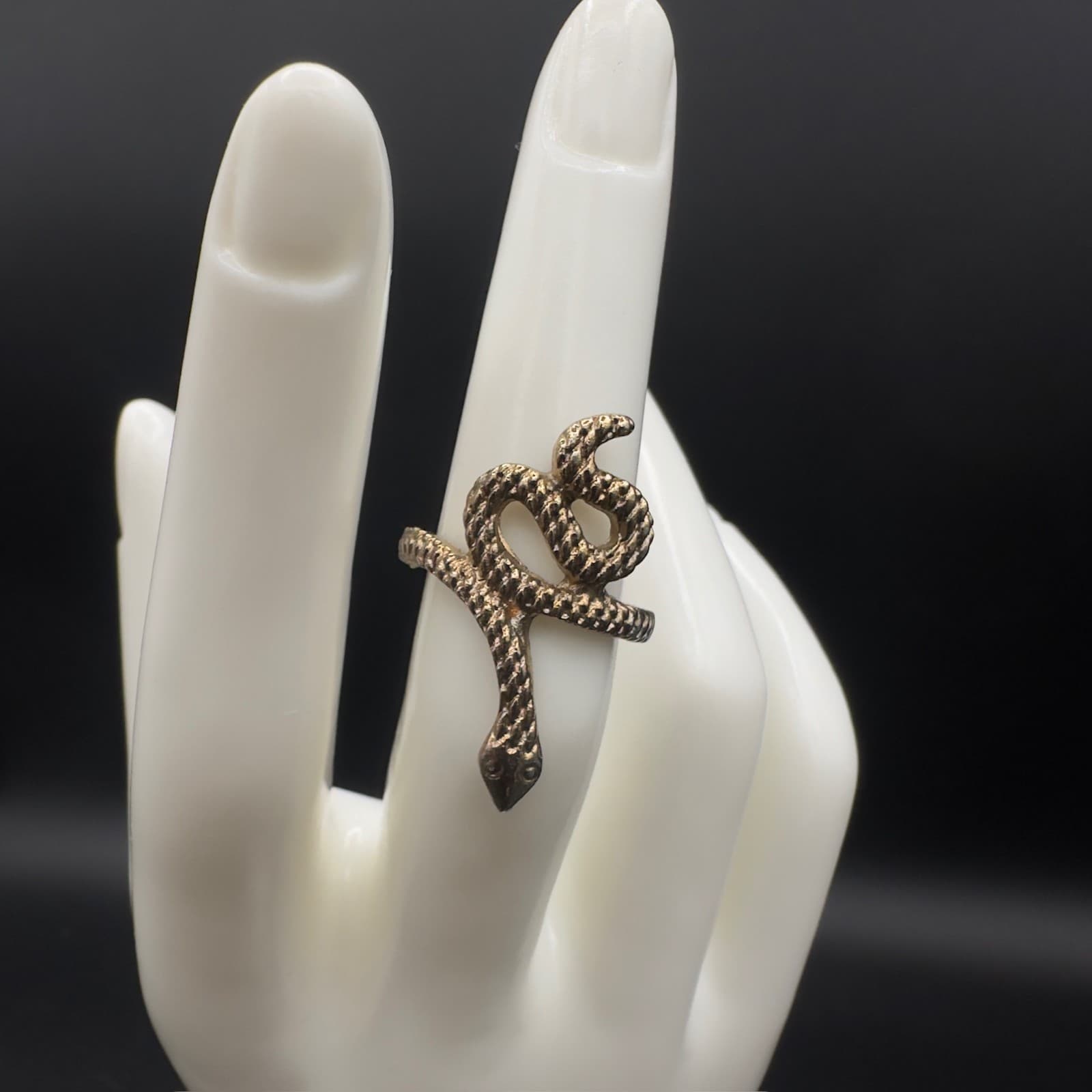Vintage Gold Tone Snake Ring Wrapped Around Your Finger Women's Y2K 90s 2000s - Image 1