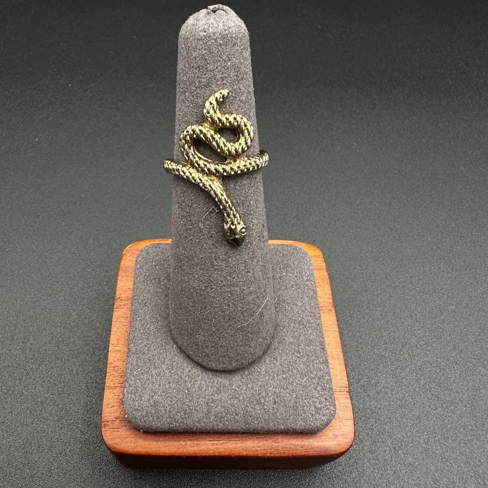 Vintage Gold Tone Snake Ring Wrapped Around Your Finger Women's Y2K 90s 2000s - Thumbnail 2