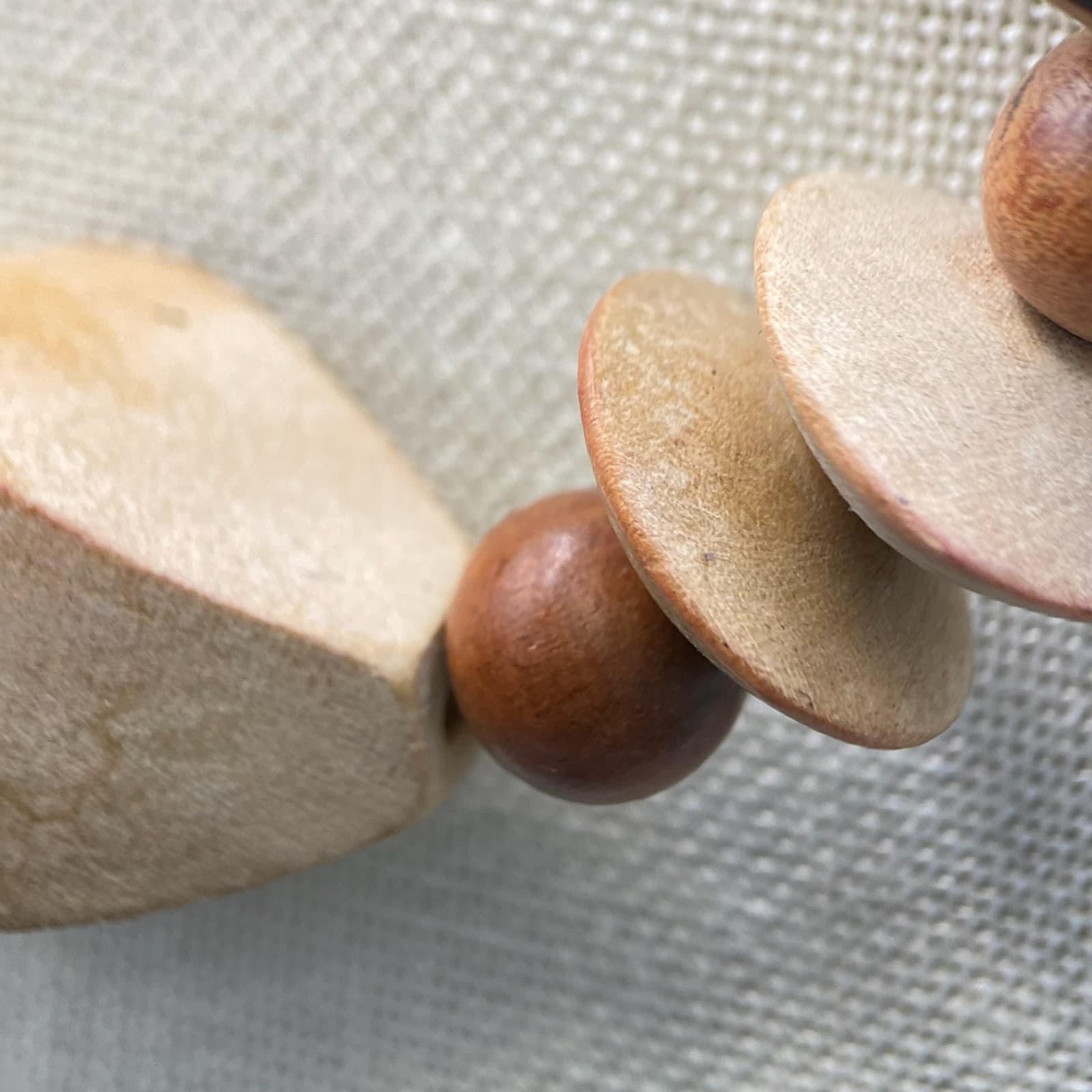 Vintage Chunky Geometric Carved Wood Bead Necklace Boho Tribal Statement - Thumbnail 6