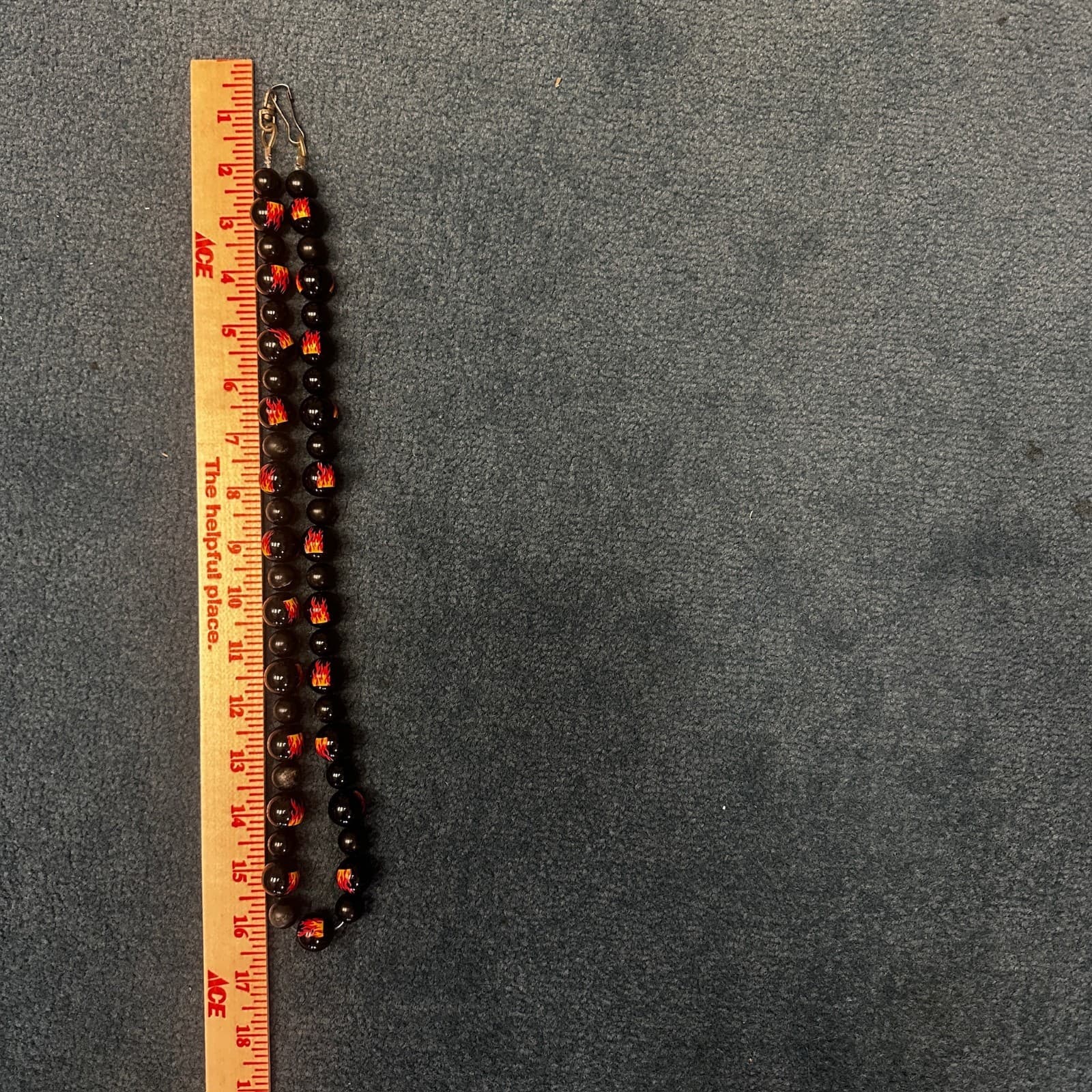 Vintage Handmade Black Flame Beaded Necklace Hot Rod Rockabilly Style Fashion - Thumbnail 5