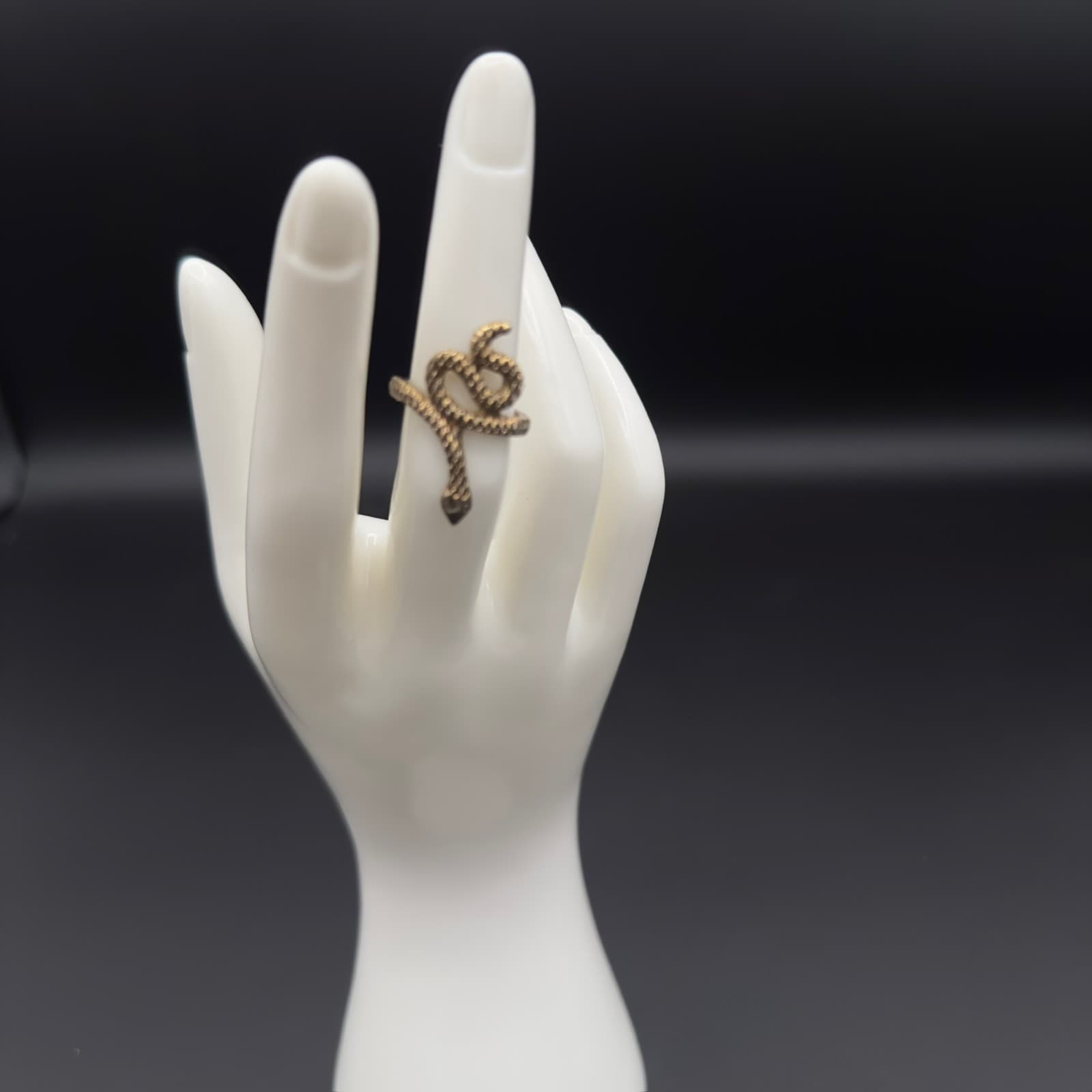 Vintage Gold Tone Snake Ring Wrapped Around Your Finger Women's Y2K 90s 2000s - Thumbnail 4