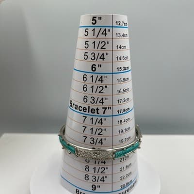 Vintage Silver Tone Bangle Bracelet Turquoise Blue Seed Bead Inlay Textured Boho - Thumbnail 6