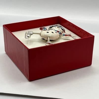 Vintage Sears Christmas Snowman Ice Skater Dangler Pin Brooch Moveable Arms Legs - Thumbnail 6