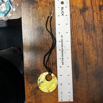 Vintage Modern Mother of Pearl Shell Statement Necklace Coastal Boho Circle - Thumbnail 5