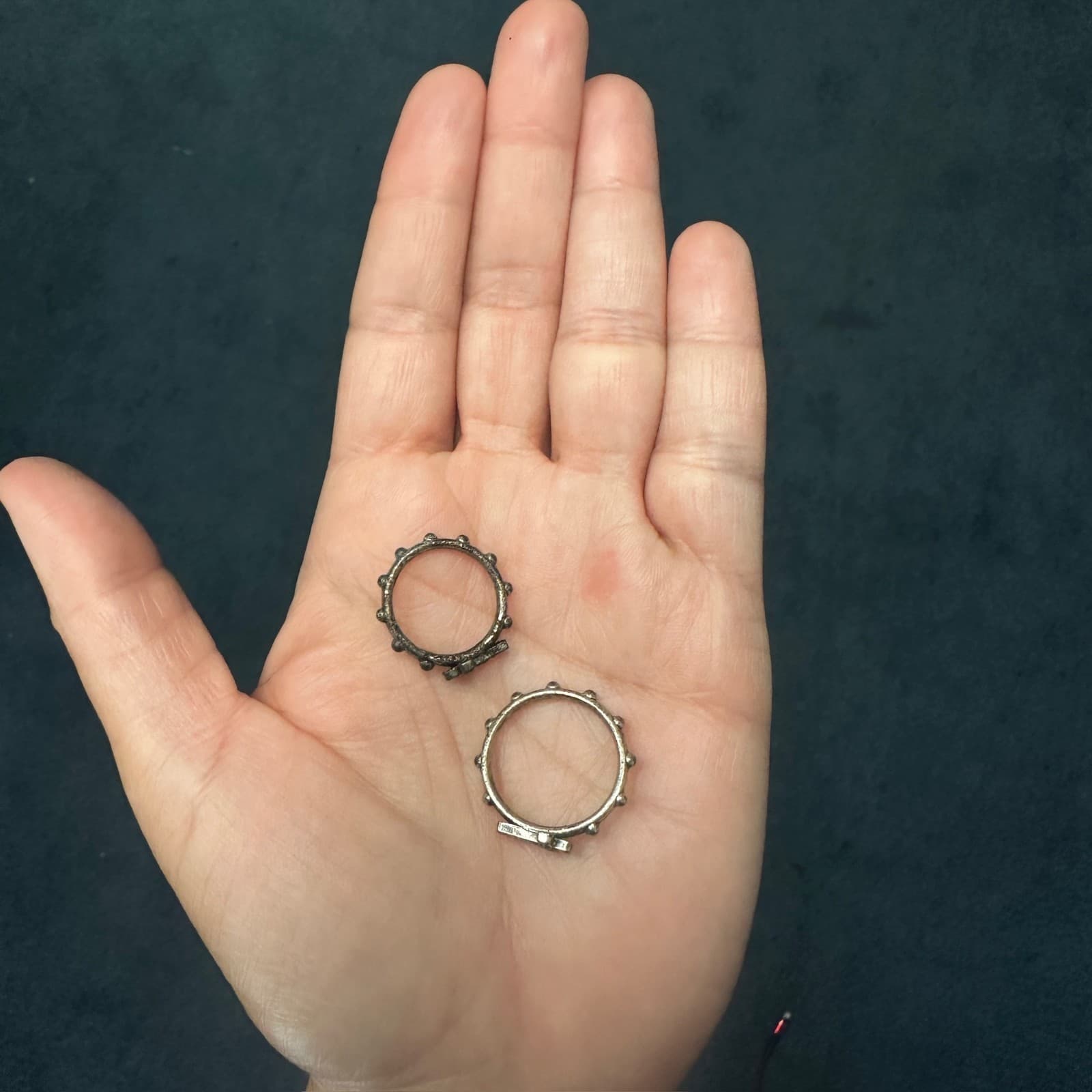 Vintage Silver tone Religious Cross Faith Ring Set of 2 - 5.25'' and 8'' - Thumbnail 5