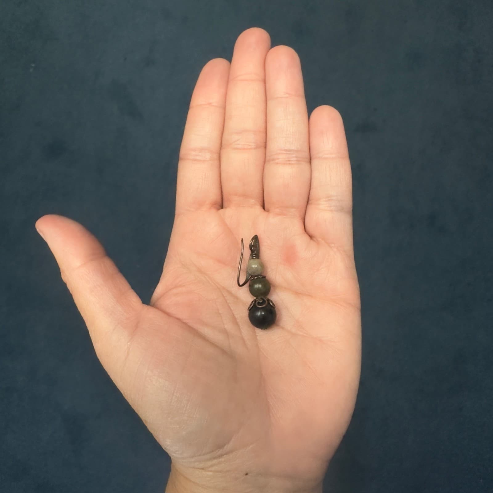 Vintage Beaded Dangle Earrings Boho Style Bronze Hook Charm Jewelry 80s - Thumbnail 5