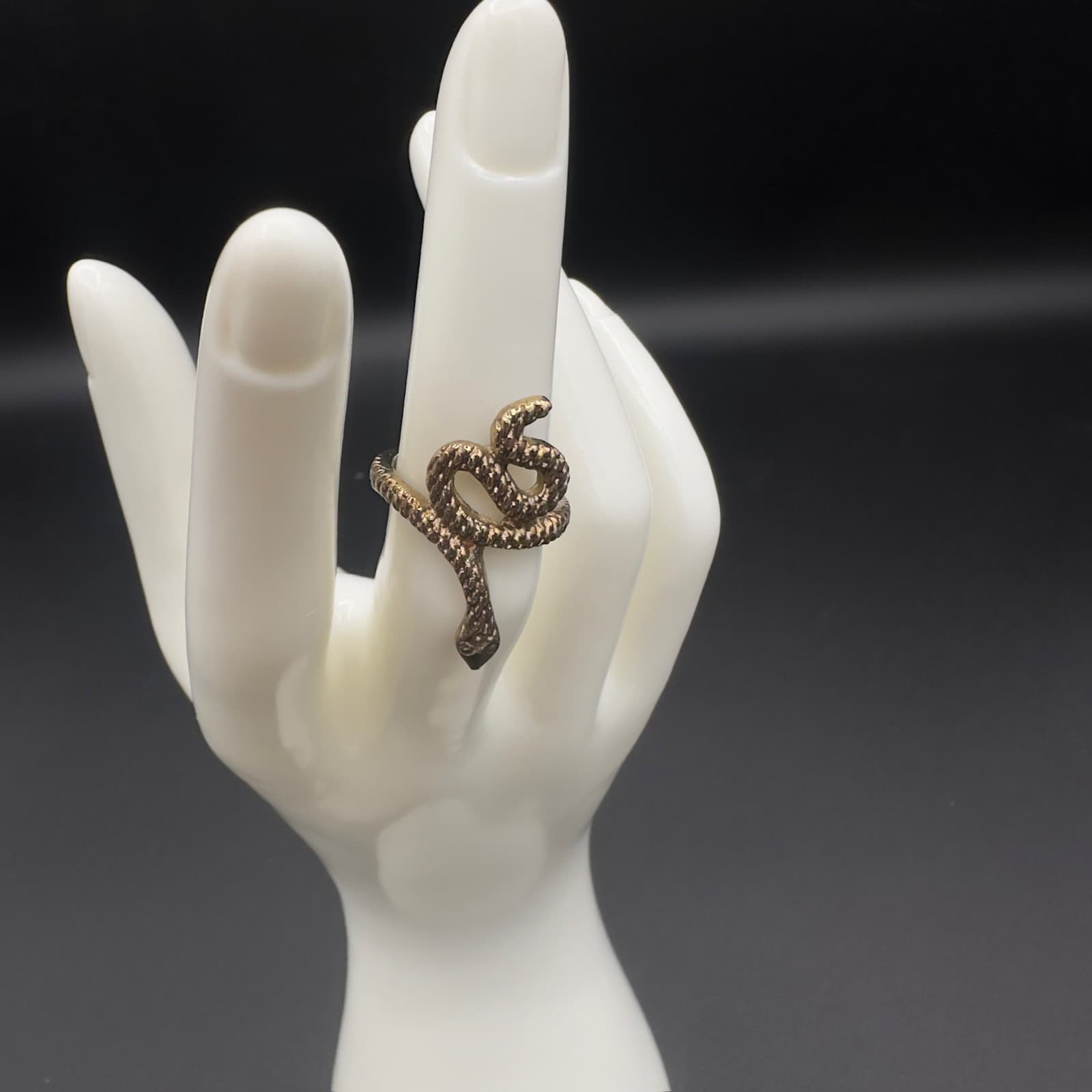Vintage Gold Tone Snake Ring Wrapped Around Your Finger Women's Y2K 90s 2000s - Thumbnail 5