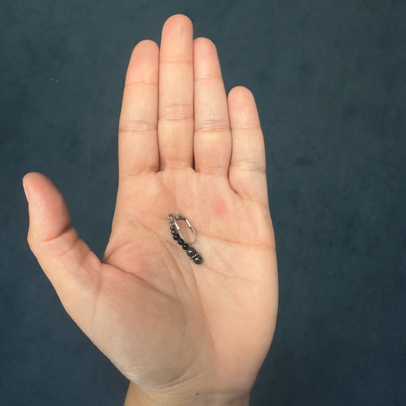 Vintage Black Beaded Lever back Dangle Earrings Silver tone Fashion Y2K - Thumbnail 7