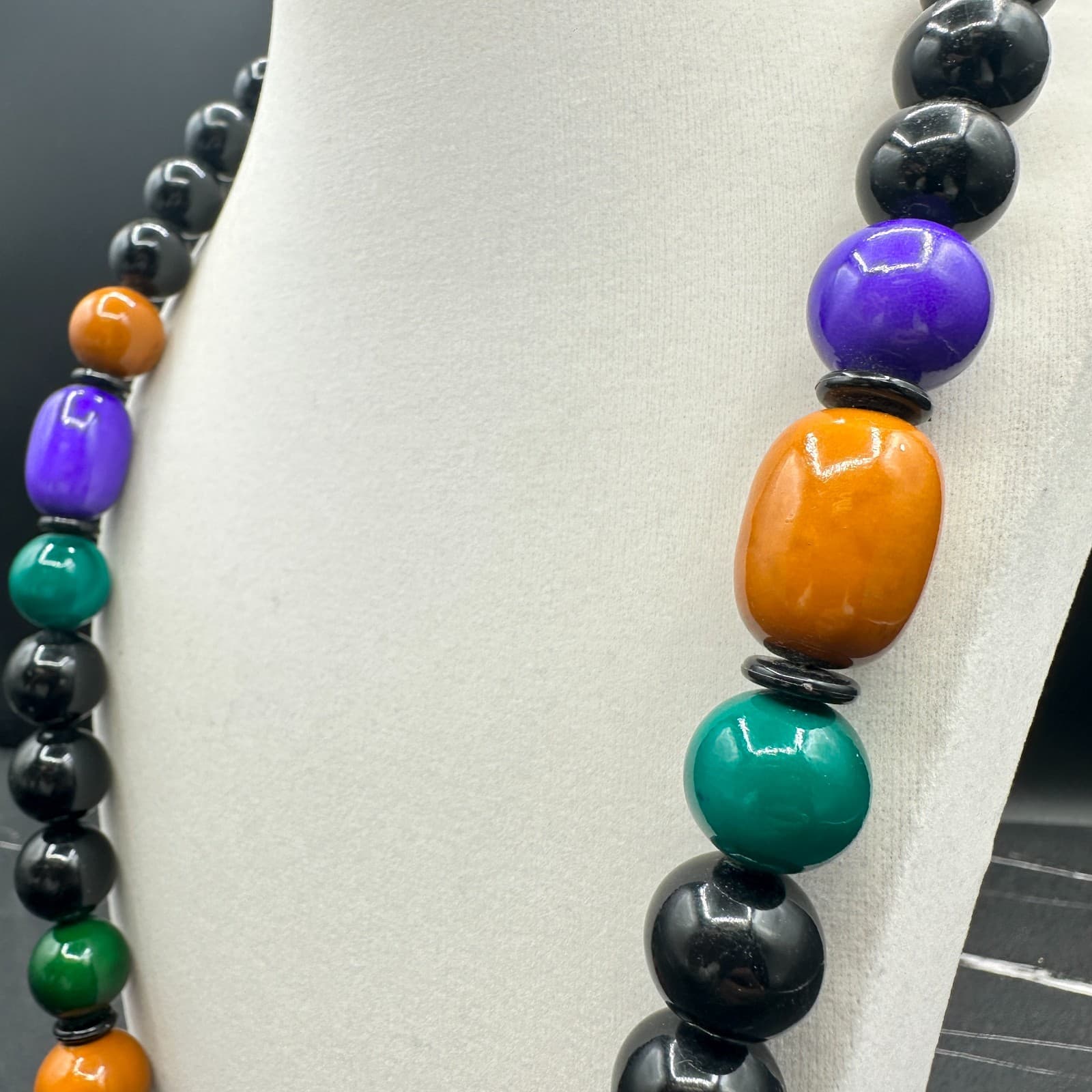 Vintage 90s Beaded Chunky Necklace Boho Retro Women's Classic Fashion Jewelry - Thumbnail 6