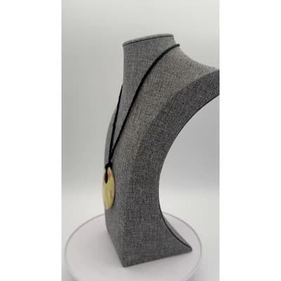 Vintage Modern Mother of Pearl Shell Statement Necklace Coastal Boho Circle - Thumbnail 3