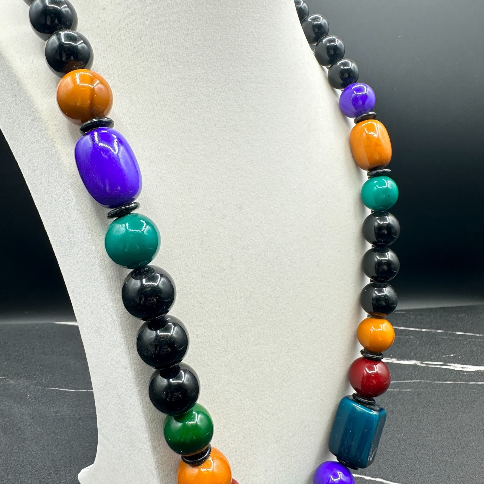 Vintage 90s Beaded Chunky Necklace Boho Retro Women's Classic Fashion Jewelry - Thumbnail 4