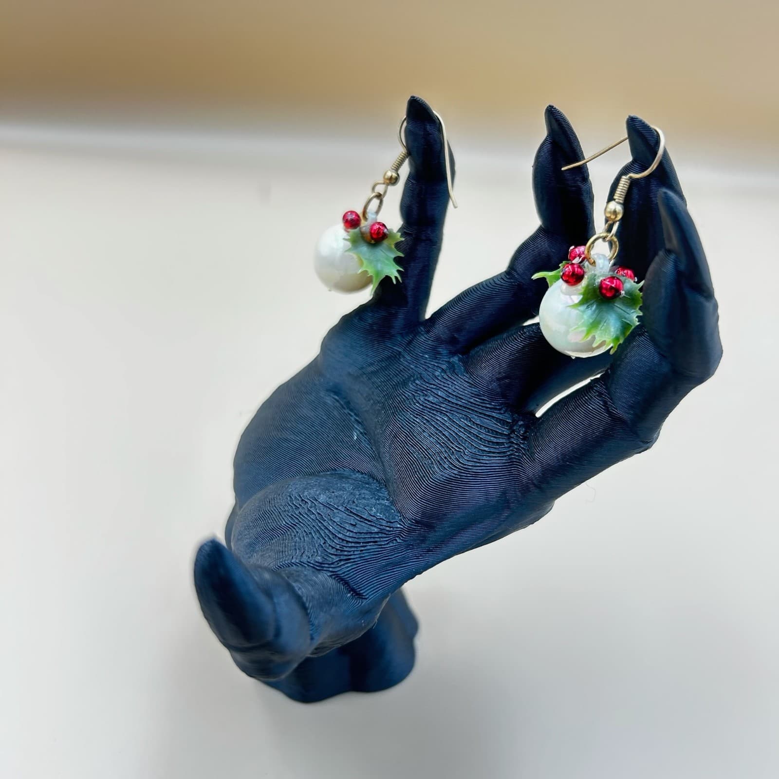 Vintage Merry Christmas Glass White Bead Dangle Earrings Fashion Jewelry - Thumbnail 6