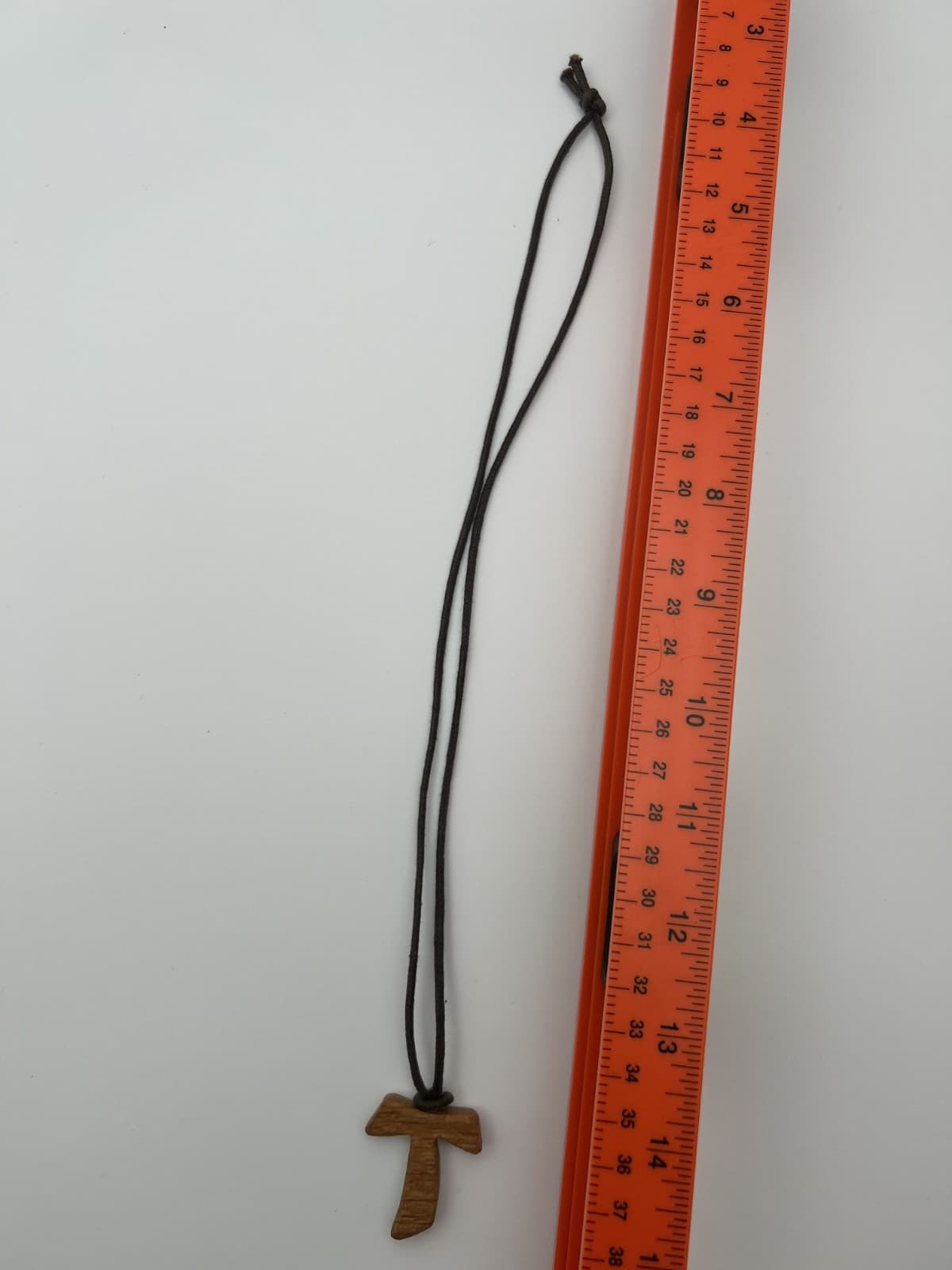 Vintage Hand-Carved Wooden Cross Pendant Necklace on Cord Boho Rustic Unisex - Thumbnail 4